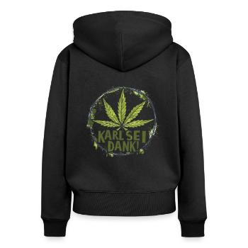 Karl sei Dank! Cannabis Legalisierung 2024 - Frauen Premium Bio Zip Hoodie - Schwarz - Hinten - Julia (174cm)