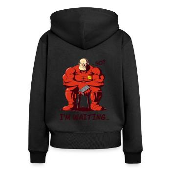 Suchen Sie Streit, also, ich warte. Cyborg Kämpfer - Frauen Premium Bio Zip Hoodie - Schwarz - Hinten - Julia (174cm)