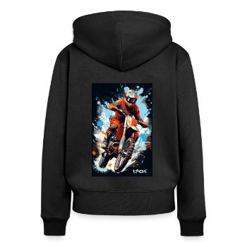 Cool Motorcycle Motocross - Women's Premium Organic Zip Hoodie - black - Back - Julia (174cm)