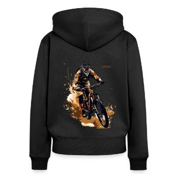 Vététistes VTT - Sweat à capuche zippé Premium bio Femme - noir - Dos - Julia (174cm)