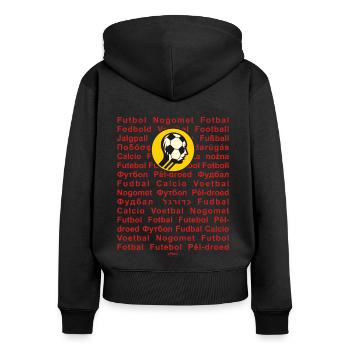 Football in many languages We all love football - Women's Premium Organic Zip Hoodie - black - Back - Julia (174cm)