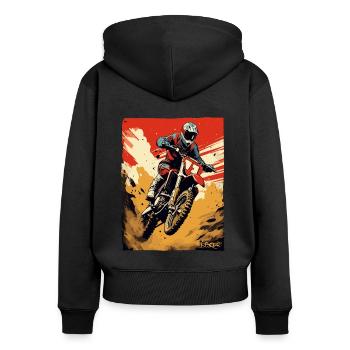 Motocross super cool - Sweat à capuche zippé Premium bio Femme - noir - Dos - Julia (174cm)