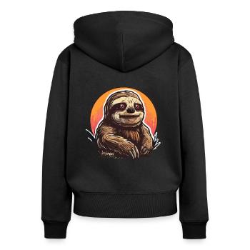 Paresseux drôle à la recherche cool - Sweat à capuche zippé Premium bio Femme - noir - Dos - Julia (174cm)