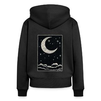 Sleeping clouds, moon and stars - Women's Premium Organic Zip Hoodie - black - Back - Julia (174cm)