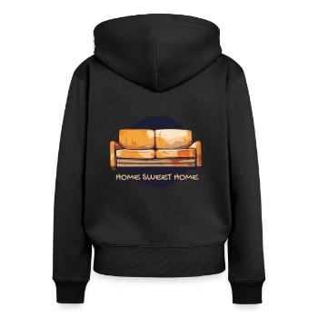 Gemütliches Zuhause: Ein dreckiges Sofa - Frauen Premium Bio Zip Hoodie - Schwarz - Hinten - Julia (174cm)