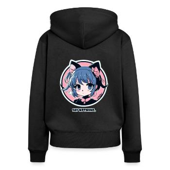 The cutest cute anime girl, don't say anything - Women's Premium Organic Zip Hoodie - black - Back - Julia (174cm)