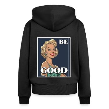 Femme au foyer nostalgique : message de bien-être - Sweat à capuche zippé Premium bio Femme - noir - Dos - Julia (174cm)