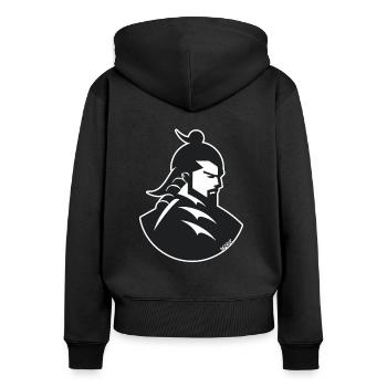 Un samouraï dans l’ombre - Sweat à capuche zippé Premium bio Femme - noir - Dos - Julia (174cm)