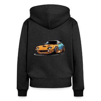 Voiture de sport de bande dessinée cool - Sweat à capuche zippé Premium bio Femme - noir - Dos - Julia (174cm)