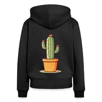 a flowering cactus - Women's Premium Organic Zip Hoodie - black - Back - Julia (174cm)
