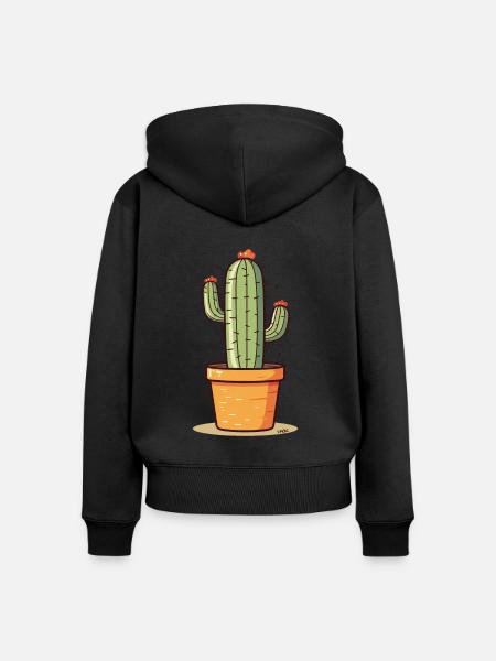 ein blühender Kaktus - Frauen Premium Bio Zip Hoodie - Schwarz