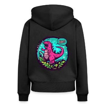 Giant Lizard Dinosaur Dino, Fart - Women's Premium Organic Zip Hoodie - black - Back - Julia (174cm)