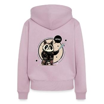 Waschbär fordert Gerechtigkeit - Frauen Premium Bio Zip Hoodie - Altrosa - Hinten - Julia (174cm)