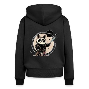 Raccoon demands justice - Women's Premium Organic Zip Hoodie - black - Back - Julia (174cm)