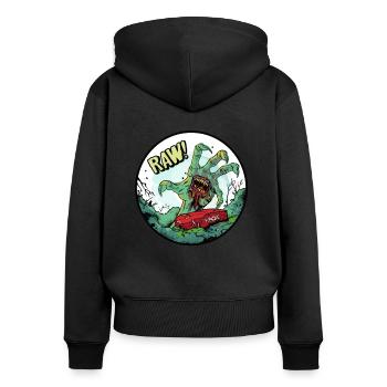 Zombie Hand aus dem Grab mit rohem Fleisch - Frauen Premium Bio Zip Hoodie - Schwarz - Hinten - Julia (174cm)