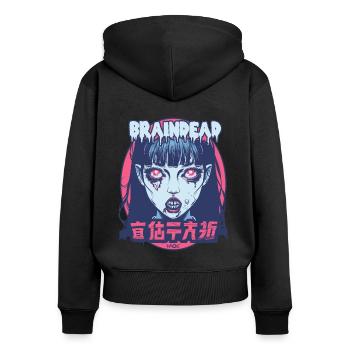 Hirntotes Zombie-Mädchen ist geistig tot - Frauen Premium Bio Zip Hoodie - Schwarz - Hinten - Julia (174cm)