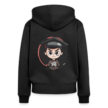 Garçon avec casquette de graduation, université de l’école - Sweat à capuche zippé Premium bio Femme - noir - Dos - Julia (174cm)