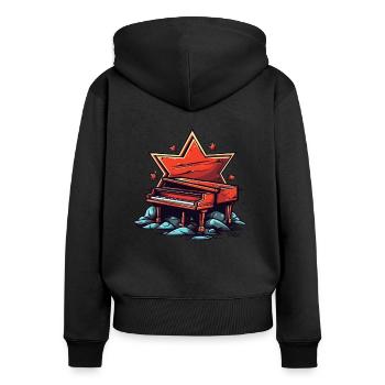 Une star au piano - Sweat à capuche zippé Premium bio Femme - noir - Dos - Julia (174cm)