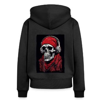 Hip-Hop Skull Rap - Women's Premium Organic Zip Hoodie - black - Back - Julia (174cm)