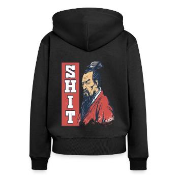 Confucius says: Shit... - Women's Premium Organic Zip Hoodie - black - Back - Julia (174cm)