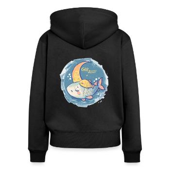 Schlafender Fisch mit Sternen und Mond - Frauen Premium Bio Zip Hoodie - Schwarz - Hinten - Julia (174cm)