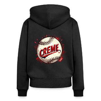 Creme Baseball - Frauen Premium Bio Zip Hoodie - Schwarz - Hinten - Julia (174cm)