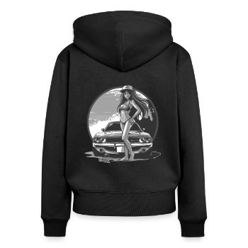 Beach Beauty Babe and Muscle Car - Women's Premium Organic Zip Hoodie - black - Back - Julia (174cm)