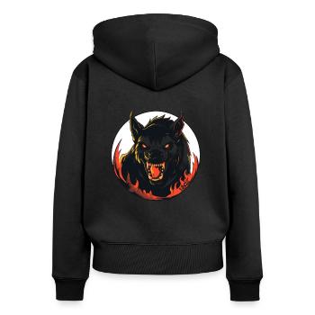 Terrifiant loup-garou maléfique de l’enfer - Sweat à capuche zippé Premium bio Femme - noir - Dos - Julia (174cm)