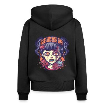 Manga Anime Zombie Ghoul Girl Illustration - Women's Premium Organic Zip Hoodie - black - Back - Julia (174cm)