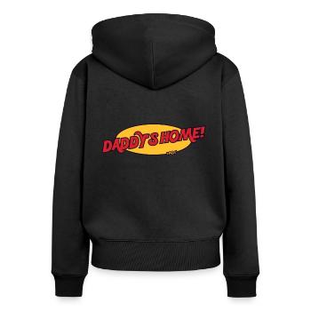 Papa est à la maison - Sweat à capuche zippé Premium bio Femme - noir - Dos - Julia (174cm)