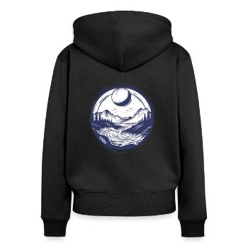 Moon and Nature: River and Mountains - Women's Premium Organic Zip Hoodie - black - Back - Julia (174cm)