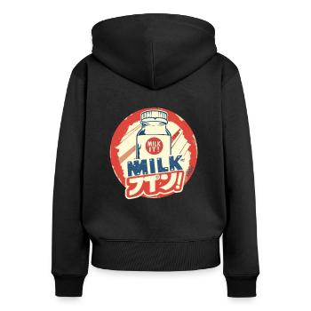 Für Melker, Milchmann und Milchfrau gibt es Milch - Frauen Premium Bio Zip Hoodie - Schwarz - Hinten - Julia (174cm)
