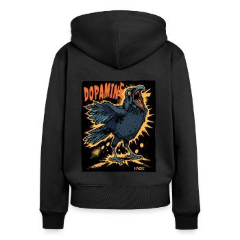 The Funny Crazy Dopamine Crow - Women's Premium Organic Zip Hoodie - black - Back - Julia (174cm)