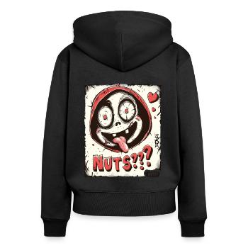 liebenswert, lustig, verrückt und durchgeknallt - Frauen Premium Bio Zip Hoodie - Schwarz - Hinten - Julia (174cm)