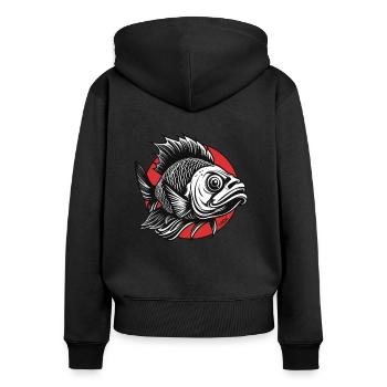 The Angry Fish - Women's Premium Organic Zip Hoodie - black - Back - Julia (174cm)