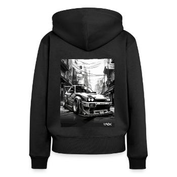 Japanisches Drift-Rennauto: Straßenrennfahrer JDM - Frauen Premium Bio Zip Hoodie - Schwarz - Hinten - Julia (174cm)