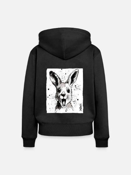 Tinte und Känguru - Frauen Premium Bio Zip Hoodie - Schwarz