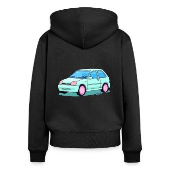 Mode automobile mignonne et ascétique - Sweat à capuche zippé Premium bio Femme - noir - Dos - Julia (174cm)