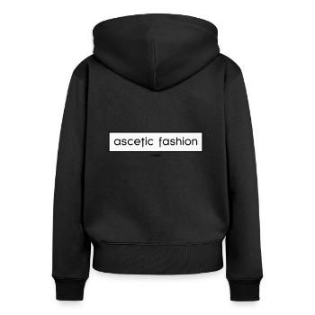 Mode ascétique - Sweat à capuche zippé Premium bio Femme - noir - Dos - Julia (174cm)