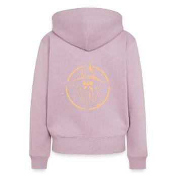 Le bon vieux magicien - Sweat à capuche zippé Premium bio Femme - rose poudré - Dos - Julia (174cm)