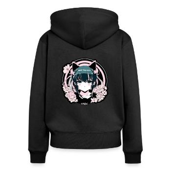 Super süßes Emblem des Anime-Mädchen-Idols - Frauen Premium Bio Zip Hoodie - Schwarz - Hinten - Julia (174cm)