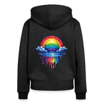 Portail Cloud et arc-en-ciel - Sweat à capuche zippé Premium bio Femme - noir - Dos - Julia (174cm)