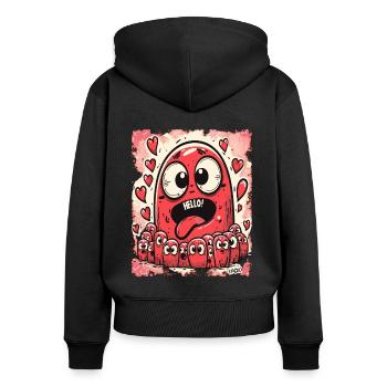 Party of funny sweet pimples: Pickealarm! - Women's Premium Organic Zip Hoodie - black - Back - Julia (174cm)