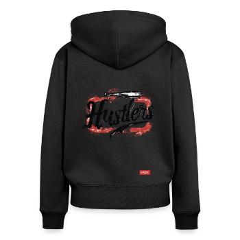 Équipe parodique de baseball Hustlers - Sweat à capuche zippé Premium bio Femme - noir - Dos - Julia (174cm)