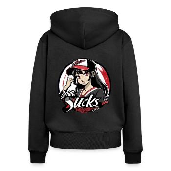 Une fille de baseball pense que l’anime est stupide - Sweat à capuche zippé Premium bio Femme - noir - Dos - Julia (174cm)