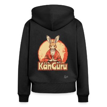 Kän Guru : Le gourou kangourou, méditation et yoga - Sweat à capuche zippé Premium bio Femme - noir - Dos - Julia (174cm)