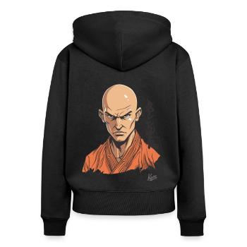 False Shaolin Monk: Martial Arts Parody - Women's Premium Organic Zip Hoodie - black - Back - Julia (174cm)