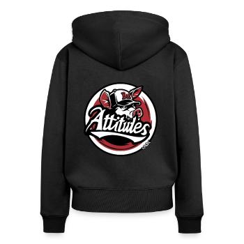 Casquette de baseball cochon de mauvaise humeur - Sweat à capuche zippé Premium bio Femme - noir - Dos - Julia (174cm)