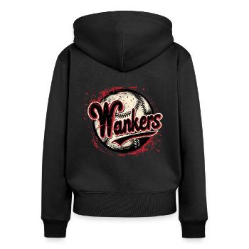 Wankers, parodie d’équipe de baseball - Sweat à capuche zippé Premium bio Femme - noir - Dos - Julia (174cm)