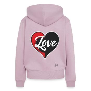 Cœur et amour - Sweat à capuche zippé Premium bio Femme - rose poudré - Dos - Julia (174cm)